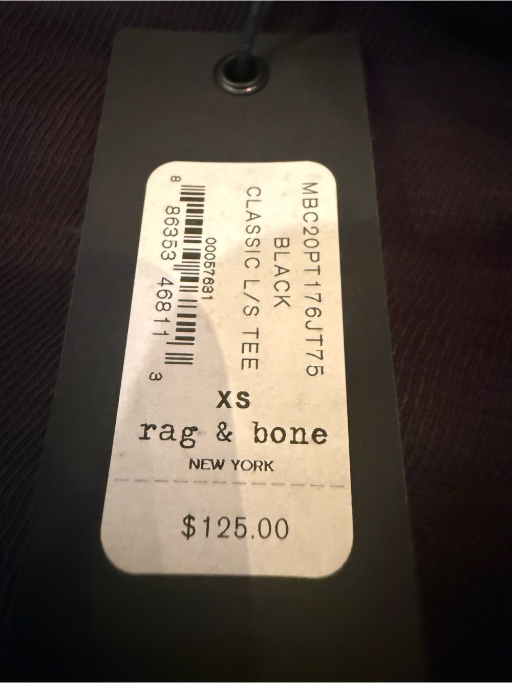 NWT. Rag & Bone. Black classic Long Sleeve Tee. Size XS. - Picture 13 of 14